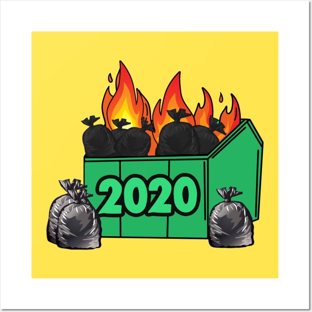 2020 Dumpster Fire Trash - Worst Year Ever Wall Art by Barnyardy